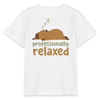 Sieste Cabybara : Détendu professionnellement - T-shirt bio MINI CREATOR Stanley/Stella Enfant - blanc - Devant - Maike (125cm)