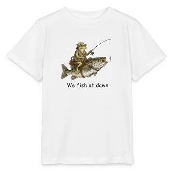 Nous pêchons chez Dawn Frog Angler - T-shirt bio MINI CREATOR Stanley/Stella Enfant - blanc - Devant - Maike (125cm)