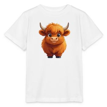 Vache des Highlands Souriante – Conception de bandes dessinées joyeuses - T-shirt bio MINI CREATOR Stanley/Stella Enfant - blanc - Devant - Maike (125cm)