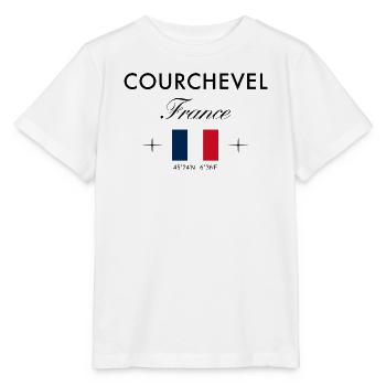 Courchevel, France, coordinates, travel, souvenir - Stanley/Stella MINI CREATOR Kids’ T-Shirt - white - Front - Maike (125cm)