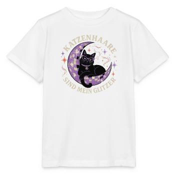 Katzenhaare sind mein Glitzer – Disco Katze - Stanley/Stella Kinder T-Shirt MINI CREATOR  - Weiß - Vorne - Maike (125cm)