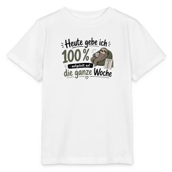 100% Energie verteilt: Wochenplan-Sloth - Stanley/Stella Kinder T-Shirt MINI CREATOR  - Weiß - Vorne - Maike (125cm)