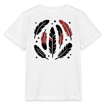 Logo du cercle de plumes d’oiseau - T-shirt bio MINI CREATOR Stanley/Stella Enfant - blanc - Devant - Maike (125cm)