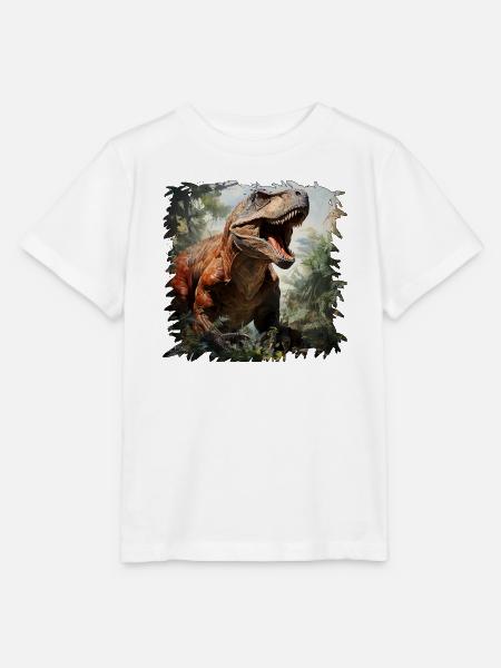 Riesiger T Rex im Dschungel - Stanley/Stella Kinder T-Shirt MINI CREATOR - Weiß