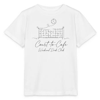 Chemise Pickleball Line Art – Minimaliste Court-to-CA - T-shirt bio MINI CREATOR Stanley/Stella Enfant - blanc - Devant - Maike (125cm)