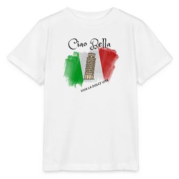Leaning Tower on Italian Flag Brush - Stanley/Stella MINI CREATOR Kids’ T-Shirt - white - Front - Maike (125cm)