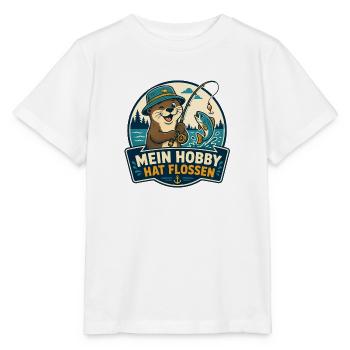 Mein Hobby hat Flossen – Angel-Otter - Stanley/Stella Kinder T-Shirt MINI CREATOR  - Weiß - Vorne - Maike (125cm)