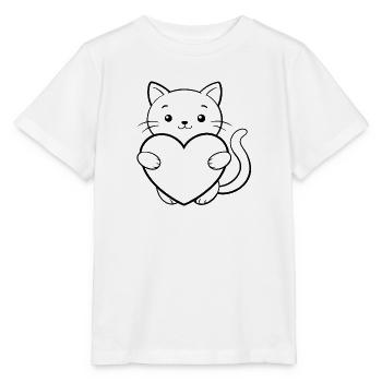 Chat au cœur - T-shirt bio MINI CREATOR Stanley/Stella Enfant - blanc - Devant - Maike (125cm)