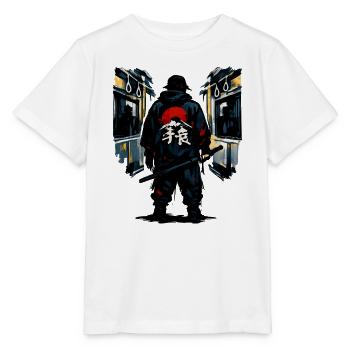 Ninja urbain avec Soleil Rouge - T-shirt bio MINI CREATOR Stanley/Stella Enfant - blanc - Devant - Maike (125cm)