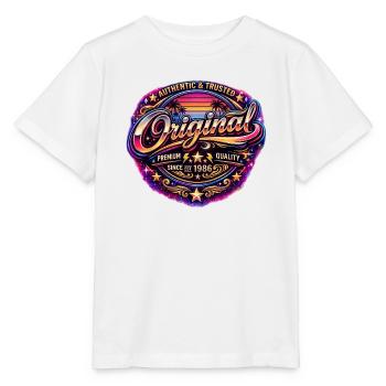 Insigne rétro Neon Synthwave des années 1980 Original 1986 - T-shirt bio MINI CREATOR Stanley/Stella Enfant - blanc - Devant - Maike (125cm)