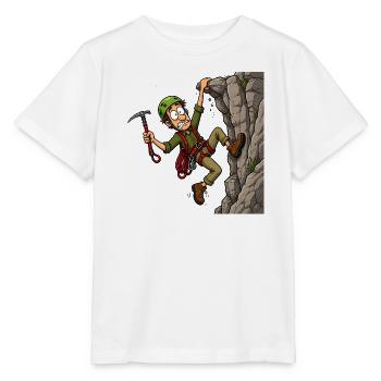Comic-Bergsteiger am Überhang – Klettern Abenteuer - Stanley/Stella Kinder T-Shirt MINI CREATOR  - Weiß - Vorne - Maike (125cm)