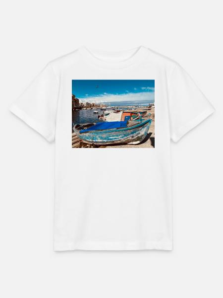Blaue Boote im Hafen - Stanley/Stella Kinder T-Shirt MINI CREATOR  - Weiß