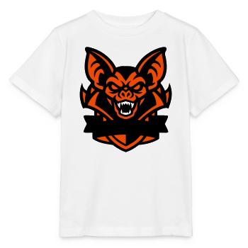 Blason de la mascotte de la chauve-souris - T-shirt bio MINI CREATOR Stanley/Stella Enfant - blanc - Devant - Maike (125cm)