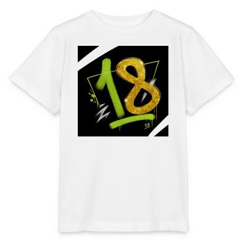 Glitter 18 Graffiti Numéro Néon - T-shirt bio MINI CREATOR Stanley/Stella Enfant - blanc - Devant - Maike (125cm)