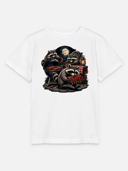 Nächtliche Waschbären Grillnacht - Stanley/Stella Kinder T-Shirt MINI CREATOR - Weiß