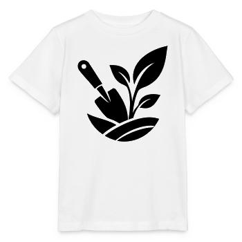 Gartenarbeit Schaufel und Pflanzen - Stanley/Stella Kinder T-Shirt MINI CREATOR  - Weiß - Vorne - Maike (125cm)