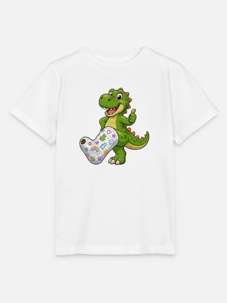 Fröhlicher Dino mit Gips - Stanley/Stella Kinder T-Shirt MINI CREATOR - Weiß