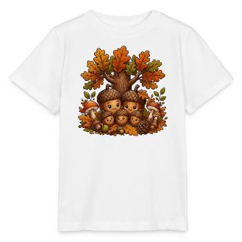 La famille des glands dans la forêt d’automne - T-shirt bio MINI CREATOR Stanley/Stella Enfant - blanc - Devant - Maike (125cm)