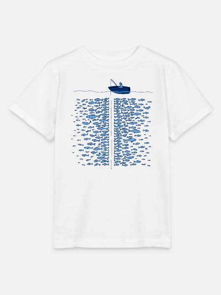 Vintage-Männer-Fischer im Boot-T-Shirt - Stanley/Stella Kinder T-Shirt MINI CREATOR  - Weiß