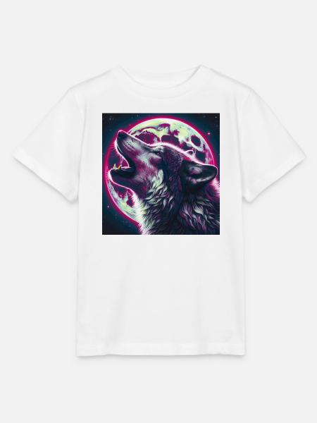 Wolf heult zum Vollmond - Stanley/Stella Kinder T-Shirt MINI CREATOR - Weiß
