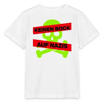 KEINEN BOCK AUF NAZIS, NO NZS, NO AFD, SKULL GRÜN - Stanley/Stella Kinder T-Shirt MINI CREATOR  - Weiß - Vorne - Maike (125cm)