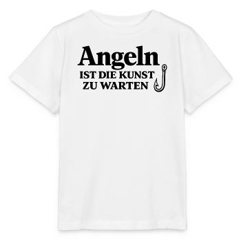 Angeln ist die Kunst zu warten – Angelhaken Spruch - Stanley/Stella Kinder T-Shirt MINI CREATOR  - Weiß - Vorne - Maike (125cm)
