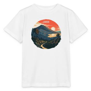 Paysage volcanique de Lombok Coucher de soleil - T-shirt bio MINI CREATOR Stanley/Stella Enfant - blanc - Devant - Maike (125cm)