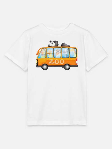 Zoo Bus Mit Süßen Tieren Illustration - Stanley/Stella Kinder T-Shirt MINI CREATOR - Weiß