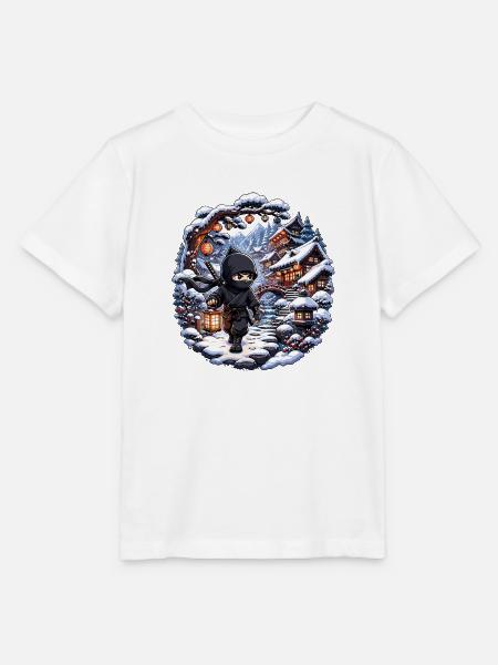 Winterninja im verschneiten Dorf - Stanley/Stella Kinder T-Shirt MINI CREATOR  - Weiß