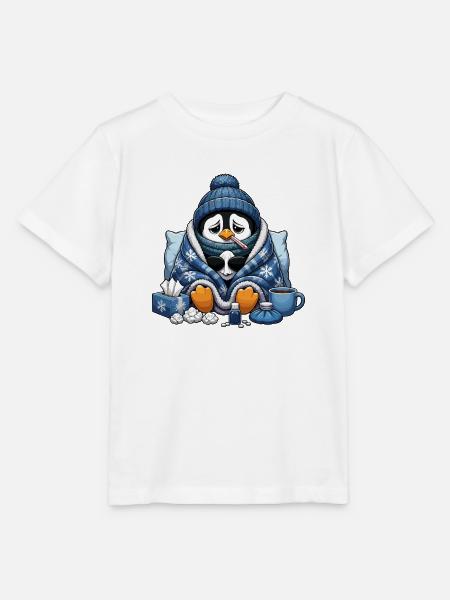 Winterpinguin Kuschel-Outfit mit Erkältung - Stanley/Stella Kinder T-Shirt MINI CREATOR - Weiß