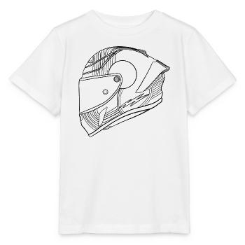 Schwarz Helm - Visier  - Stanley/Stella Kinder T-Shirt MINI CREATOR  - Weiß - Vorne - Maike (125cm)