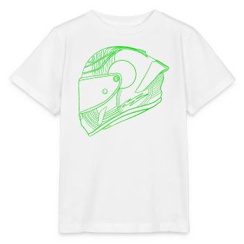 Neon Grün Helm - Visier  - Stanley/Stella Kinder T-Shirt MINI CREATOR  - Weiß - Vorne - Maike (125cm)