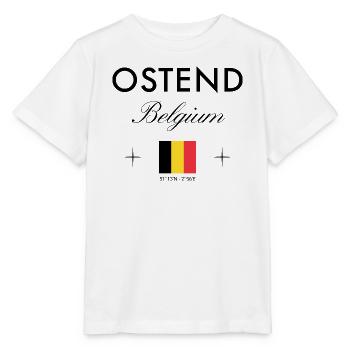 Ostend Belgium Coordinates Travel Souvenir - Stanley/Stella MINI CREATOR Kids’ T-Shirt - white - Front - Maike (125cm)