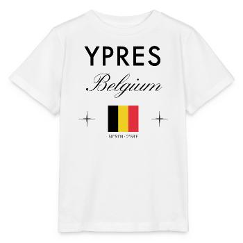 Ypres Belgium Coordinates Travel Souvenir - Stanley/Stella MINI CREATOR Kids’ T-Shirt - white - Front - Maike (125cm)