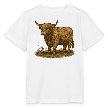 Highland-Rind - Stanley/Stella Kinder T-Shirt MINI CREATOR  - Weiß - Vorne - Maike (125cm)
