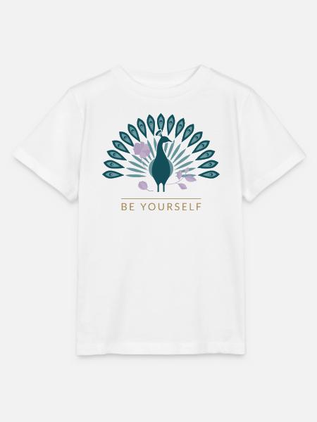 Peacock Be Yourself Emblem - Stanley/Stella Kinder T-Shirt MINI CREATOR - Weiß