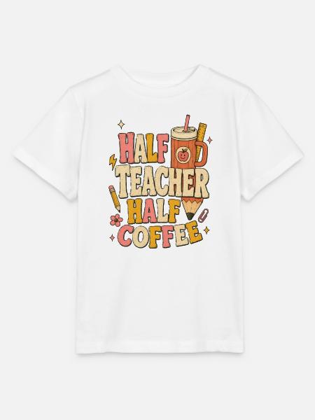Halb Lehrer, halb Kaffee - Stanley/Stella Kinder T-Shirt MINI CREATOR  - Weiß