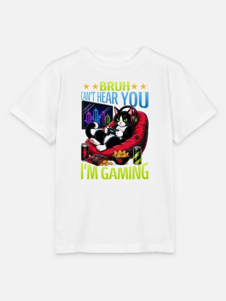 Gamer Gaming Cat Video Game - Stanley/Stella Kinder T-Shirt MINI CREATOR  - Weiß