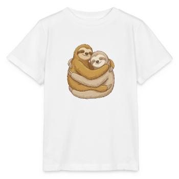 Cute Lazy Couple Love Cuddles - Stanley/Stella MINI CREATOR Kids’ T-Shirt - white - Front - Maike (125cm)
