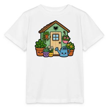 Small garden shed with plants - Stanley/Stella MINI CREATOR Kids’ T-Shirt - white - Front - Maike (125cm)