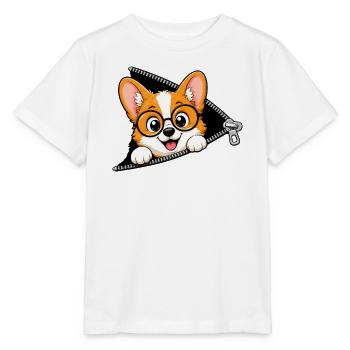 Corgi Dog Zipper - Stanley/Stella MINI CREATOR Kids’ T-Shirt - white - Front - Maike (125cm)