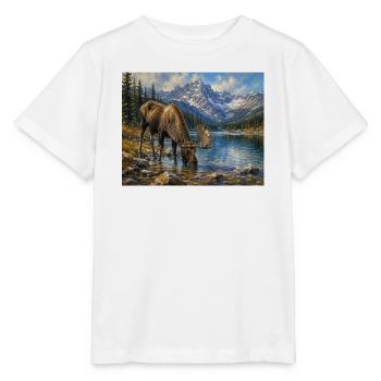 Alpen-Elch am Bergsee - Stanley/Stella Kinder T-Shirt MINI CREATOR  - Weiß - Vorne - Maike (125cm)
