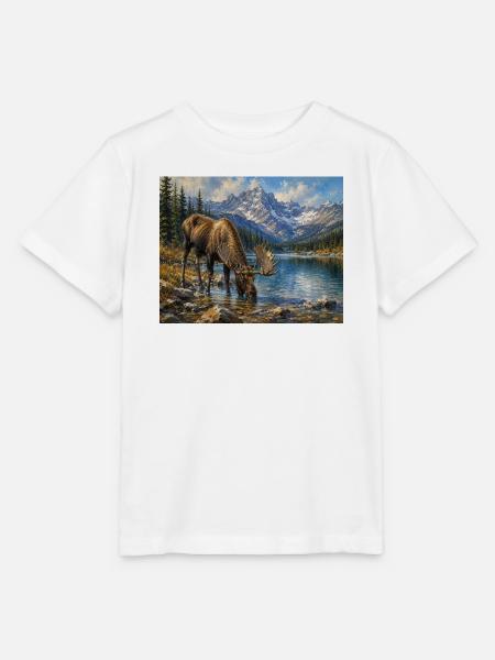 Alpen-Elch am Bergsee - Stanley/Stella Kinder T-Shirt MINI CREATOR - Weiß
