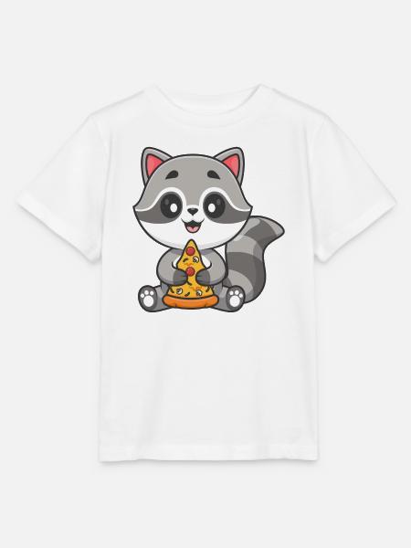 Waschbär-Pizza-Kumpel - Stanley/Stella Kinder T-Shirt MINI CREATOR - Weiß