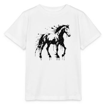 Pferdekunst Splash Black - Stanley/Stella Kinder T-Shirt MINI CREATOR  - Weiß - Vorne - Maike (125cm)