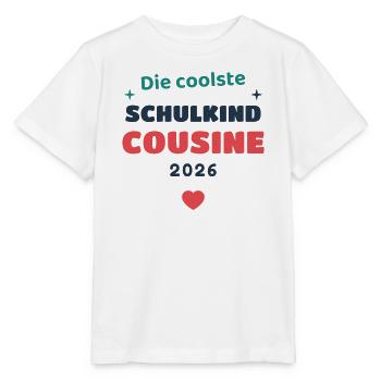 Einschulung 2026 Cousine - Schulkind Geschenk Schu - Stanley/Stella Kinder T-Shirt MINI CREATOR  - Weiß - Vorne - Maike (125cm)