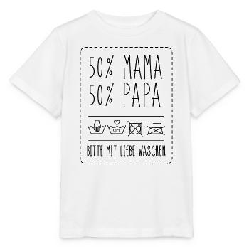 50 % Mama Papa Waschanleitung lustiger Spruch - Stanley/Stella Kinder T-Shirt MINI CREATOR  - Weiß - Vorne - Maike (125cm)
