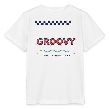 Groovy-Good_Vibes Only, Retro Y2K Typography - Stanley/Stella MINI CREATOR Kids’ T-Shirt - white - Front - Maike (125cm)