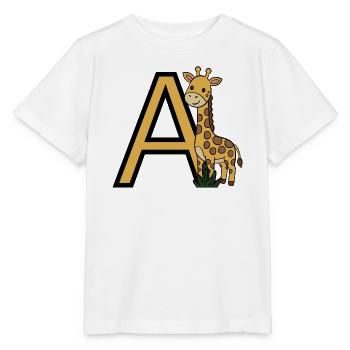 Giraffe with letter A - Stanley/Stella MINI CREATOR Kids’ T-Shirt - white - Front - Maike (125cm)