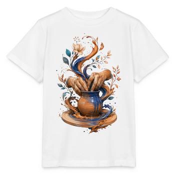 Geschmolzene Keramik: Hände und Vase - Stanley/Stella Kinder T-Shirt MINI CREATOR  - Weiß - Vorne - Maike (125cm)